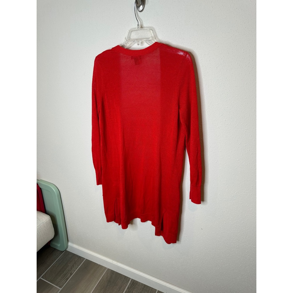 Halogen Red Lightweight Knit Cardigan Long Sleeve Open Front Pockets Size S - Picture 4 of 4